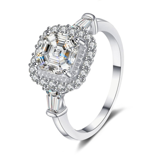 10K White Gold Princess-square Shaped Moissanite Square Wedding Ring