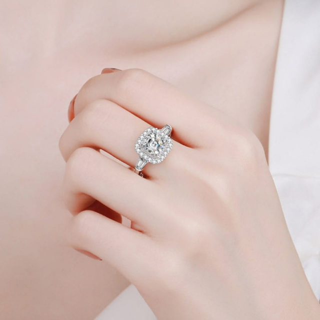 10K White Gold Princess-square Shaped Moissanite Square Engagement Ring-1