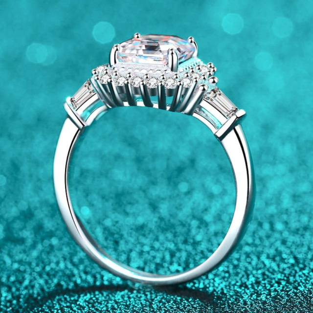 10K White Gold Princess-square Shaped Moissanite Square Engagement Ring-3