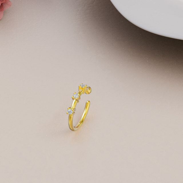 14k Gold Zircon Open Hoop Nose Ring Dating Party Jewelry Birthday Gift For Women Men-3