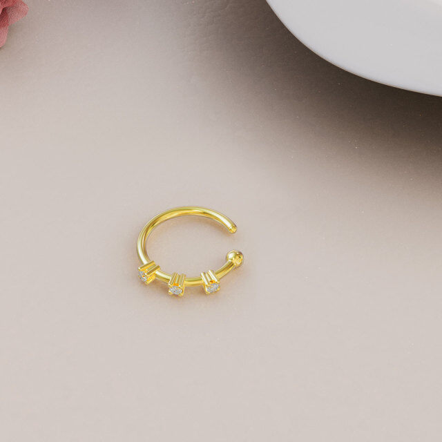 14k Gold Zircon Open Hoop Nose Ring Dating Party Jewelry Birthday Gift For Women Men-2