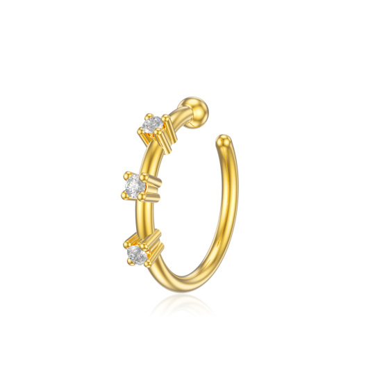 14k Gold Zircon Open Hoop Nose Ring Dating Party Jewelry Birthday Gift For Women Men
