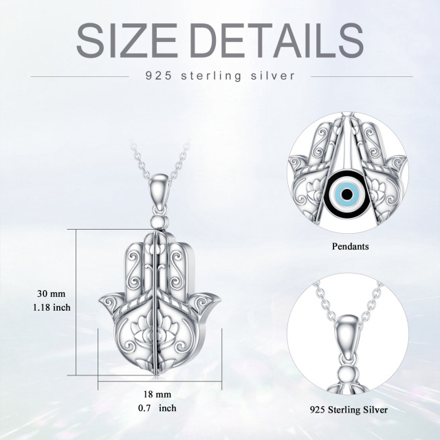Sterling Silver Evil Eye & Hamsa Hand Urn Necklace for Ashes-4
