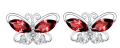 wholesale 925 Sterling Silver Butterfly Stud Earrings Red Cubic Zirconia For Women-0-0