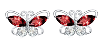 wholesale 925 Sterling Silver Butterfly Stud Earrings Red Cubic Zirconia For Women-