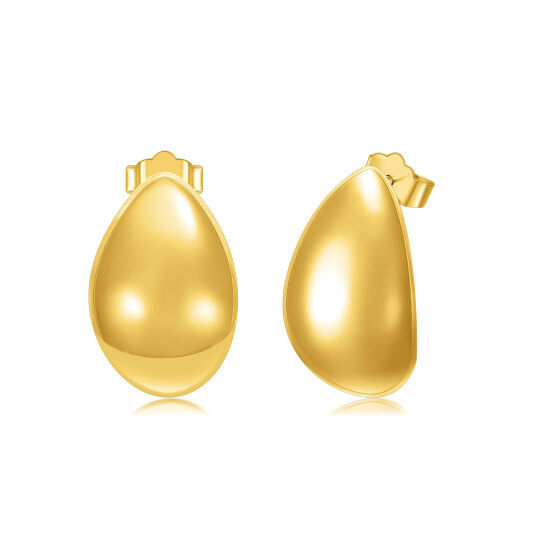 Boucles d'oreilles à tige épaisses en argent sterling avec plaqué or jaune en forme de larme