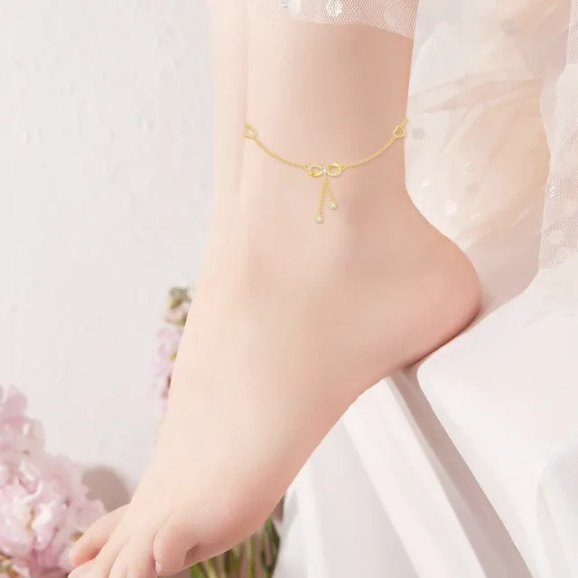 14K Gold Moissanite Infinite Symbol Single Layer Anklet-1