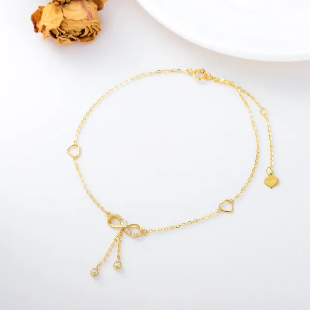 Bracelet de cheville monocouche en or 14 carats avec symbole infini Moissanite-2