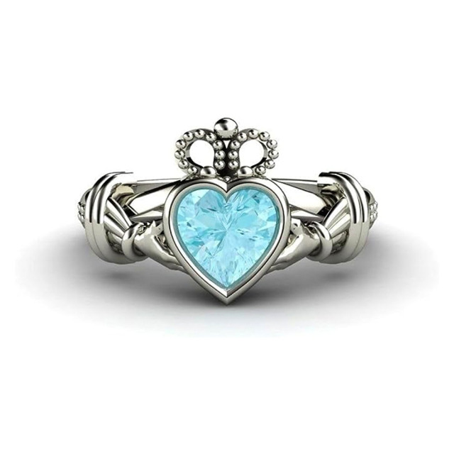 Sterling Silver Zircon Heart Ring-3