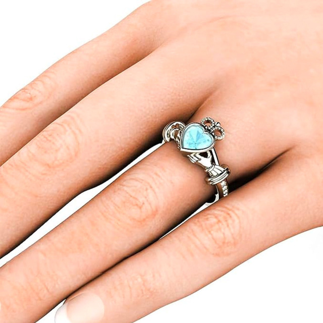 Sterling Silver Zircon Heart Ring-1