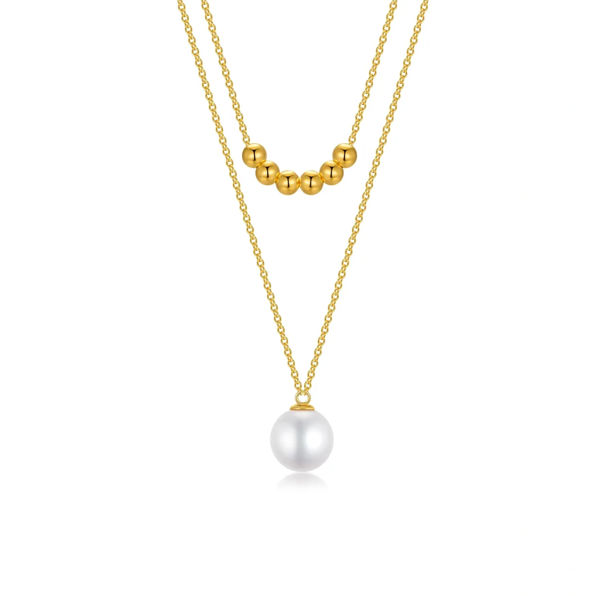 14K Gold Pearl Bead Pendant Necklace-1