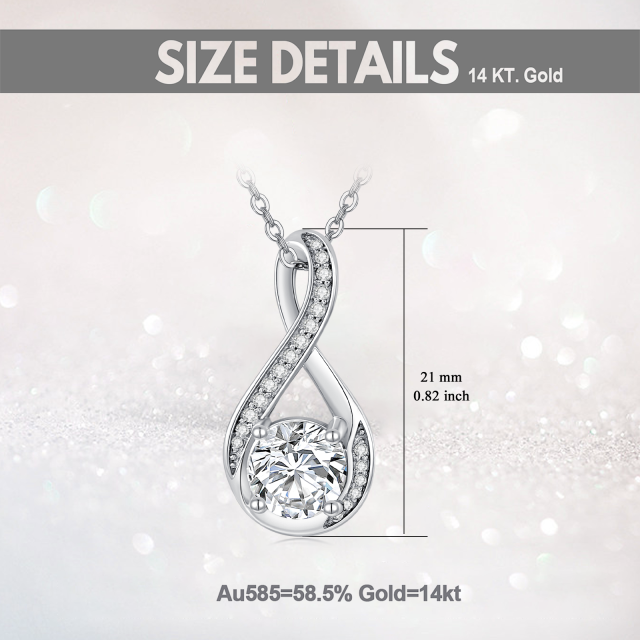 14K White Gold Round Moissanite Infinity Symbol Pendant Necklace-5