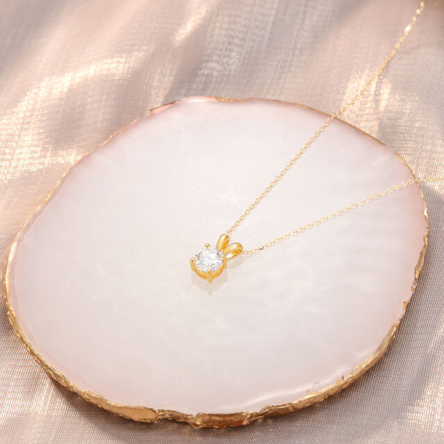 Collier pendentif Moissanite ronde en or 14K-3