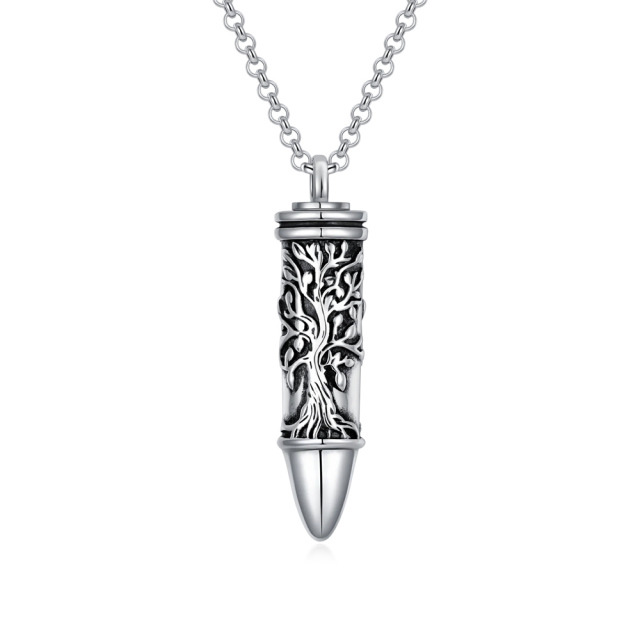 Sterling Silber Vintage Baum des Lebens & Bullet Urne Halskette für Asche-4