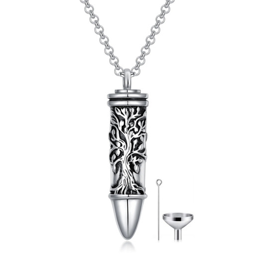 Collana con albero della vita e urna di proiettili in argento Sterling Vintage per le ceneri