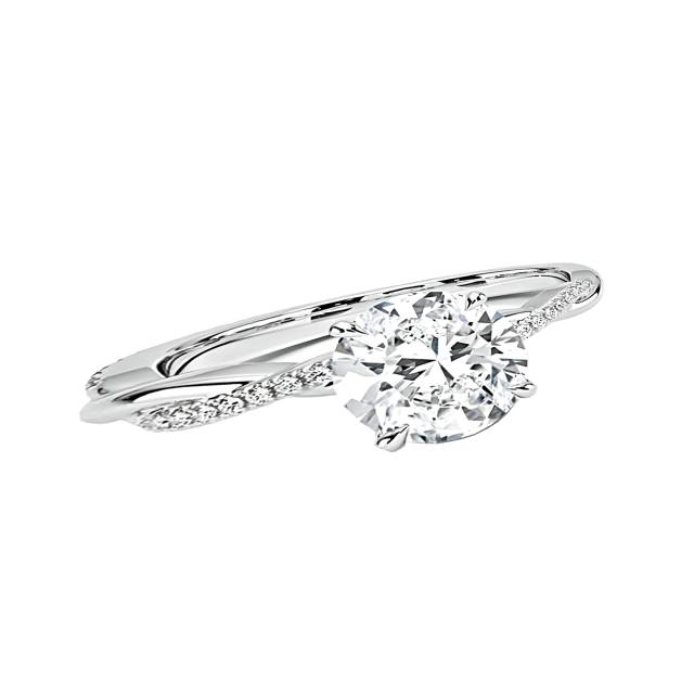 Sterling Silver Moissanite Personalized Engraving & Oval Shaped Engagement Ring-1