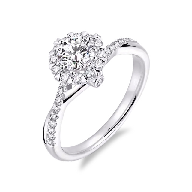 Anello girasole in moissanite a forma circolare in argento sterling-3