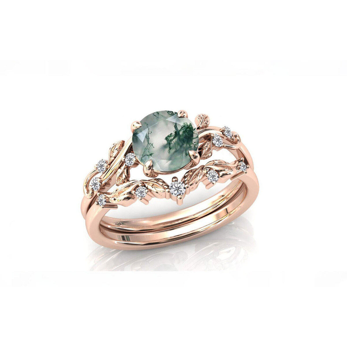 Sterling Silver with Rose Gold Plated Agate Ivy Engagement Ring-1