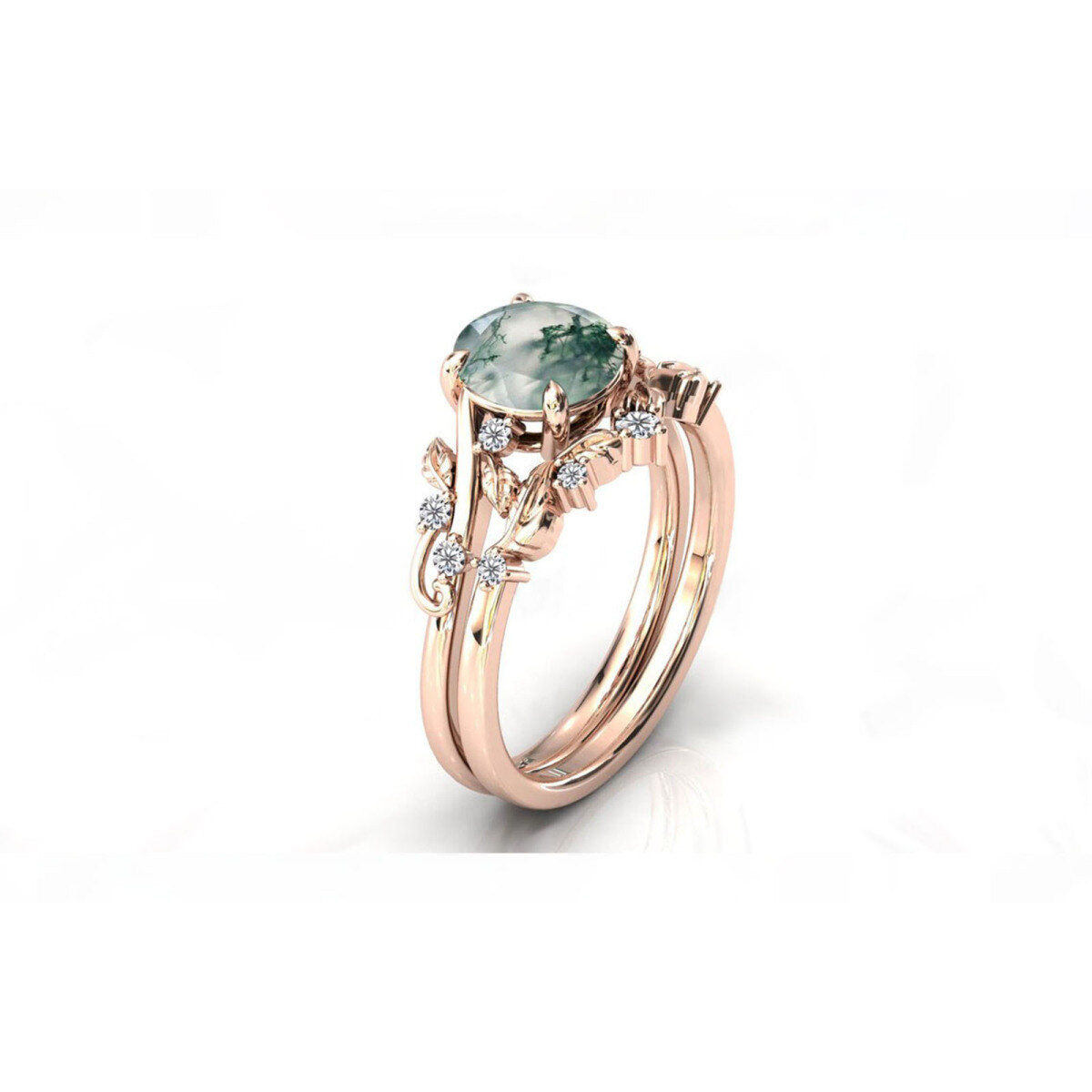 Sterling Silver with Rose Gold Plated Agate Ivy Engagement Ring-5