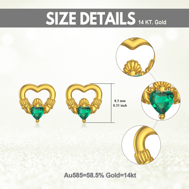 14K Gold Cubic Zirconia Stud Earrings-5