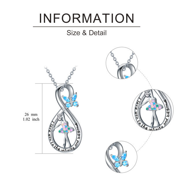 Sterling Silber Cubic Zirkonia Schmetterling & Ballett Tänzer Anhänger Halskette-4