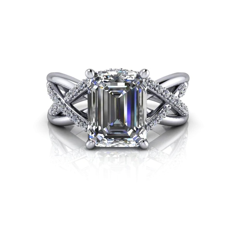 Sterling Silver Princess-square Shaped Moissanite Square Engagement Ring