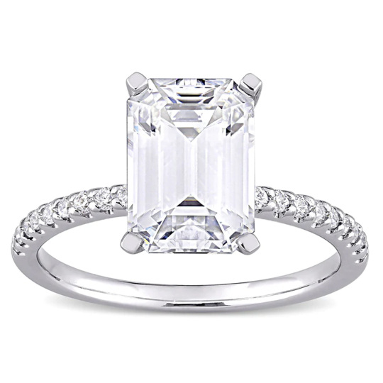 Sterling Silver Princess-square Shaped Moissanite Square Ring