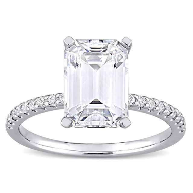 Bague carrée en moissanite en forme de carré de princesse en argent sterling-1