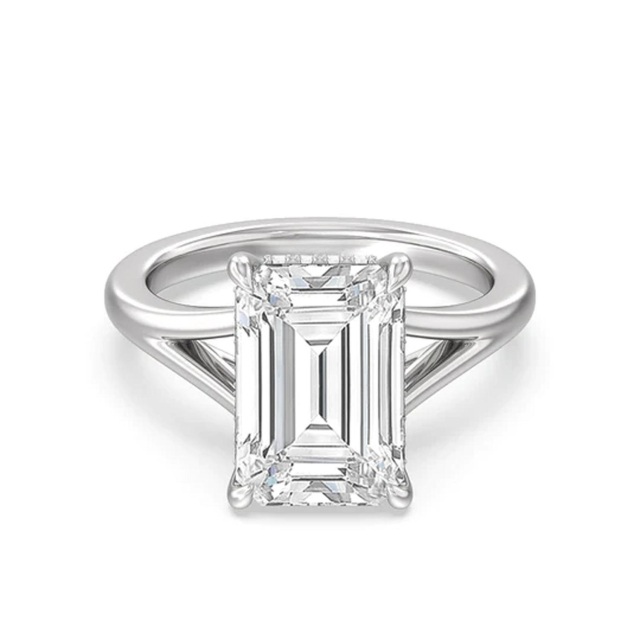 Sterling Silver Princess-square Shaped Moissanite Square Ring-1