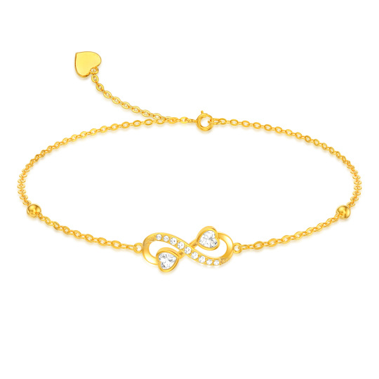 14K Gold Cubic Zirconia Infinity Symbol Pendant Bracelet