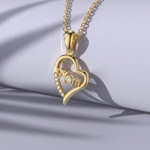 Collier pendentif cœur en zircone en or 10 carats-3