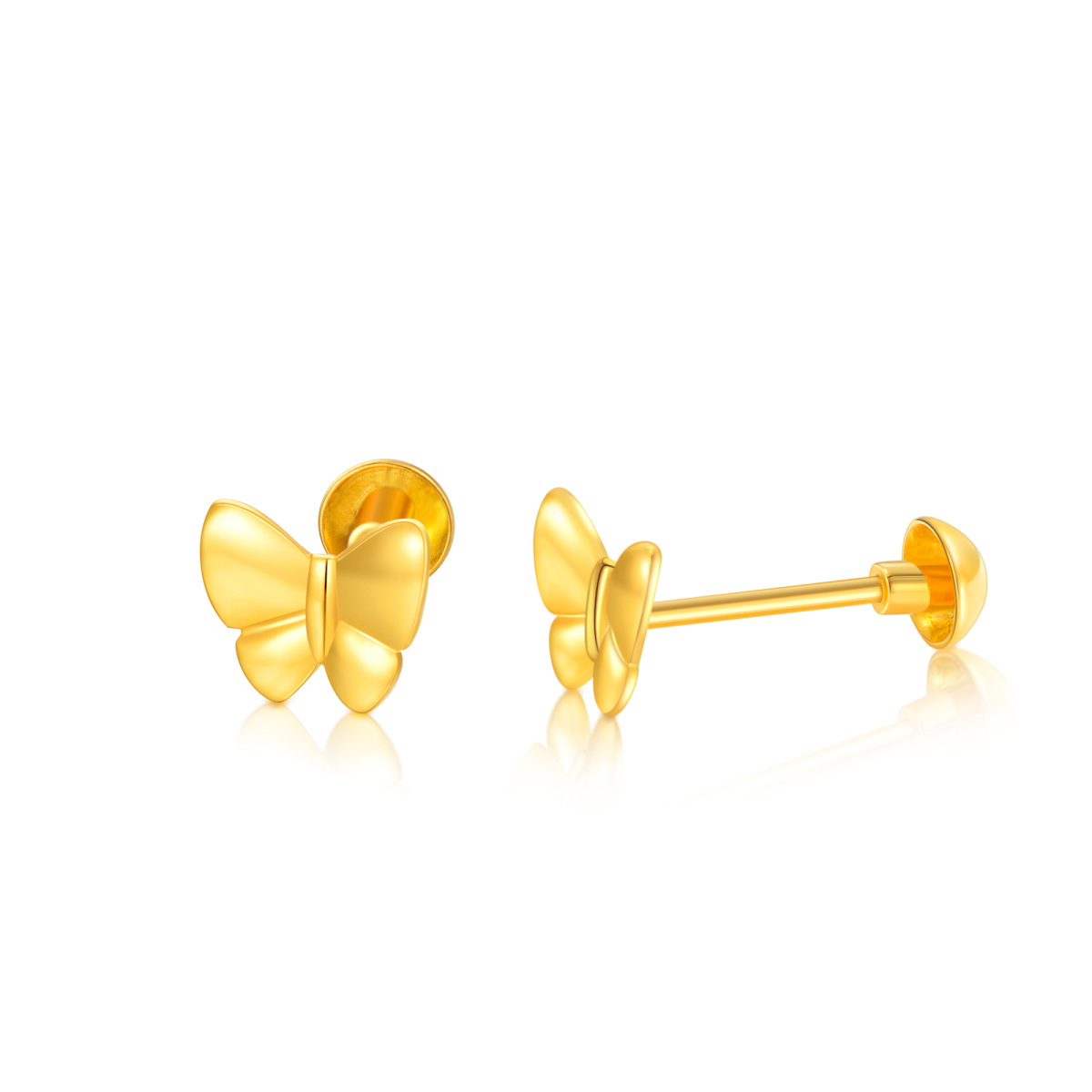 18K Gold Butterfly Stud Earrings-6