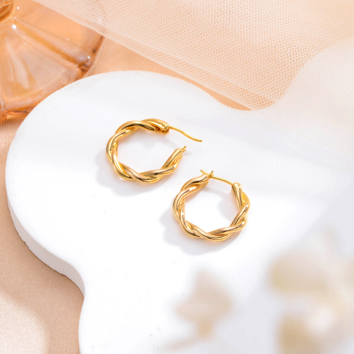 18K Gold Hoop Earrings-5