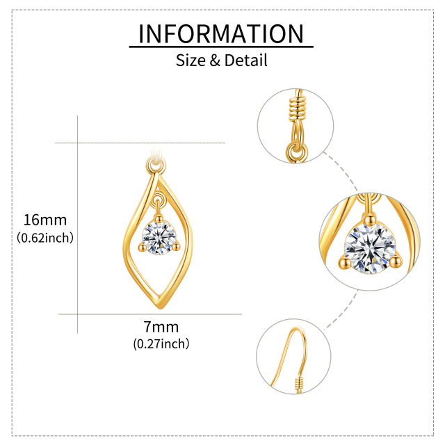 Orecchini pendenti con foglie di moissanite a forma circolare in oro 14 carati-5