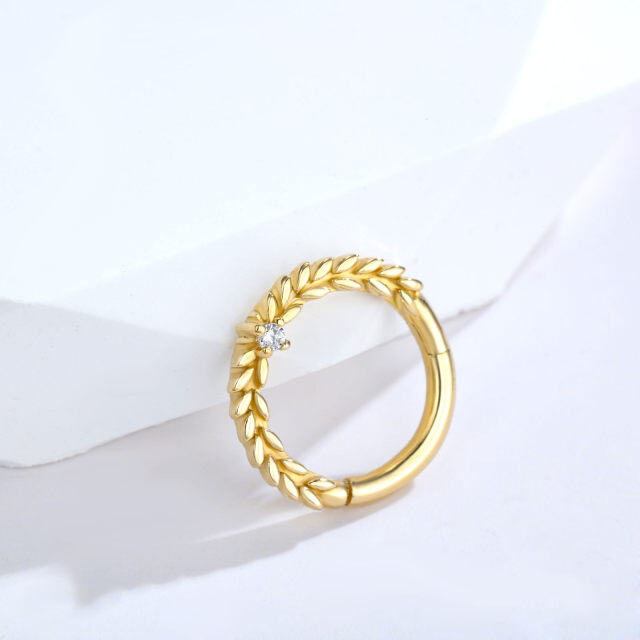 10k Yellow Gold 16G Ears of Wheat Septum Nose Rings Daith Tragus Helix Cartilage Earring-2