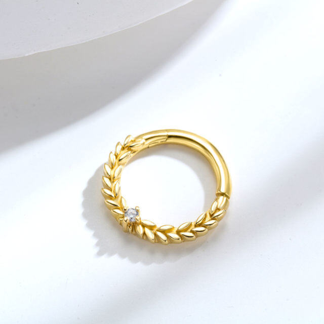 10k Yellow Gold 16G Ears of Wheat Septum Nose Rings Daith Tragus Helix Cartilage Earring-1