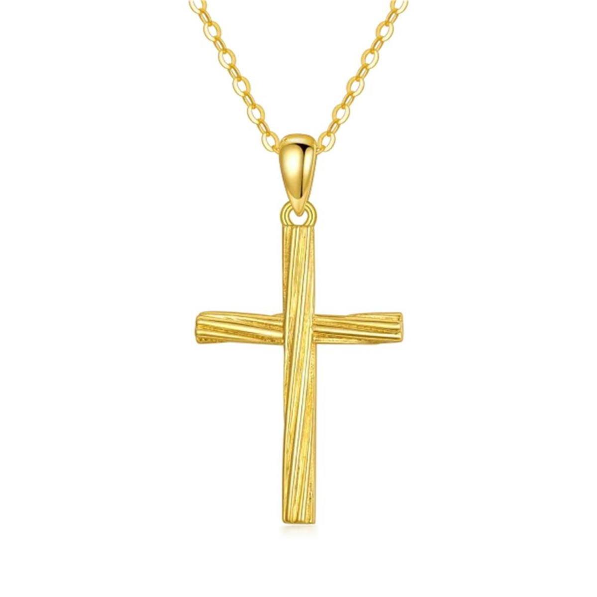 14K Gold Cross Pendant Necklace-1