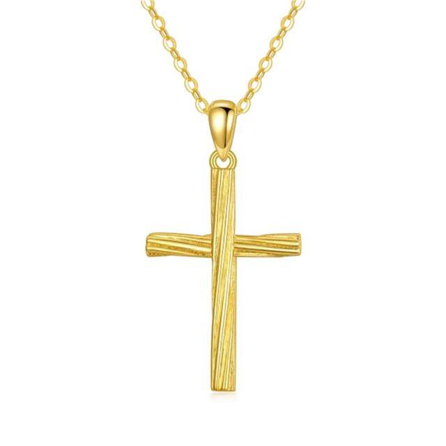 14K Gold Cross Pendant Necklace-0