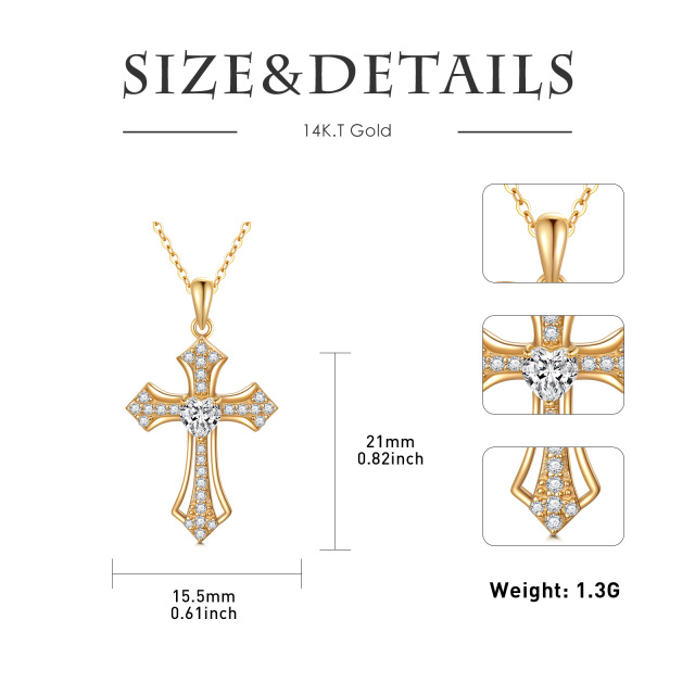 14K Gold Moissanite Cross Pendant Necklace-4