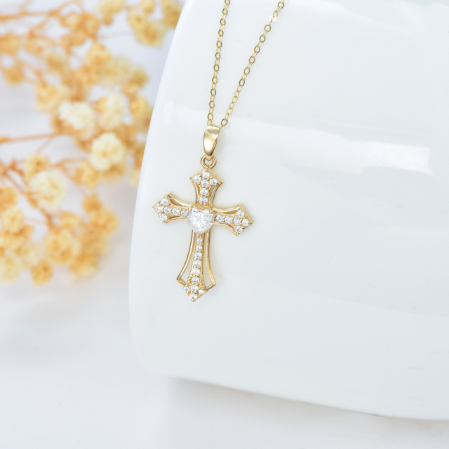 Collier croix en or 14K Moissanite-2