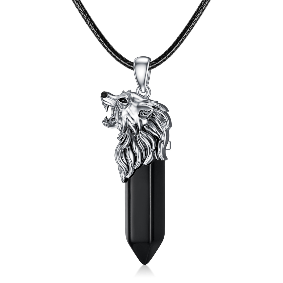 Collier en argent sterling avec pendentif en cristal de loup-1