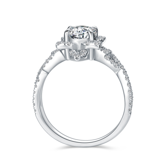 Sterling Silver Moissanite Engagement Ring-2