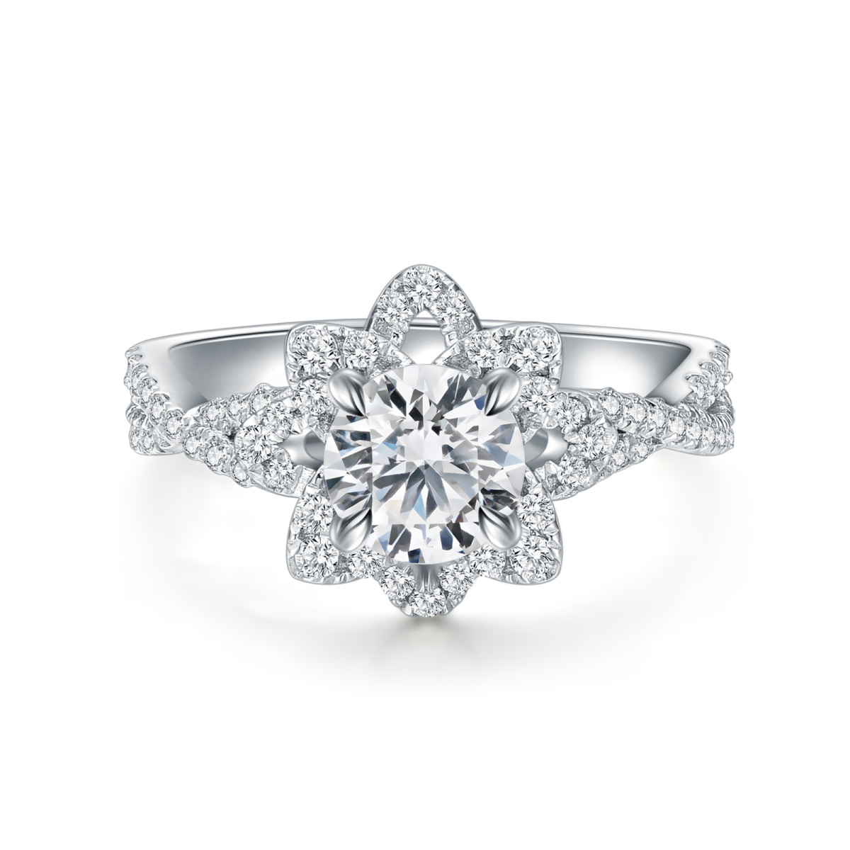 Sterling Silver Moissanite Engagement Ring-1