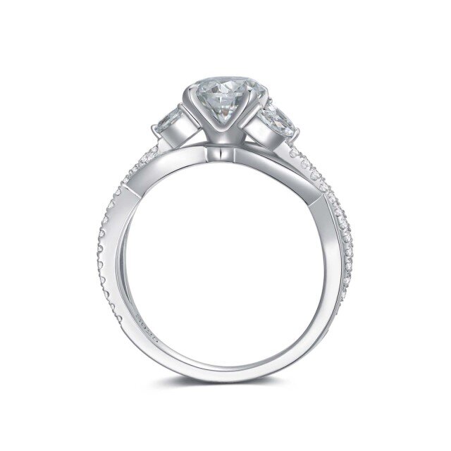 Anello di fidanzamento in argento sterling con moissanite a forma ovale e a forma di marquise-4