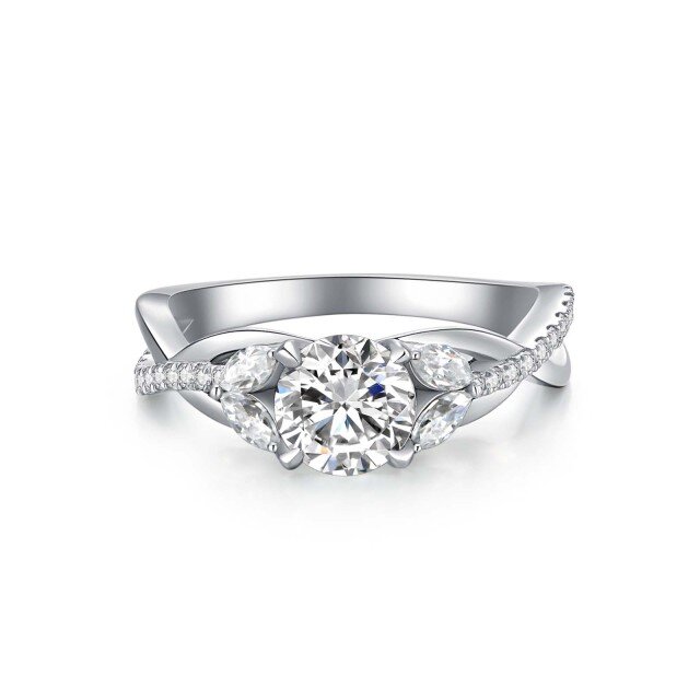 Bague de fiançailles moissanite en forme de marquise de forme ovale en argent sterling-1