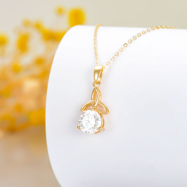 Collier pendentif nœud celtique en or 14K avec Moissanite de forme circulaire-4