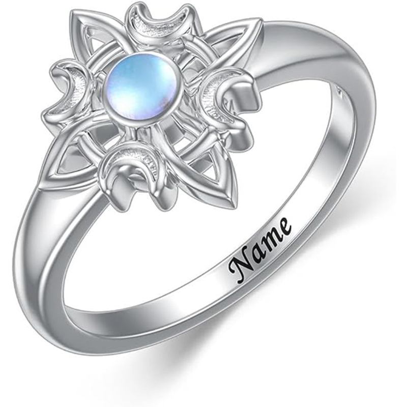 Bague en argent sterling avec nœud de sorcière en pierre de lune