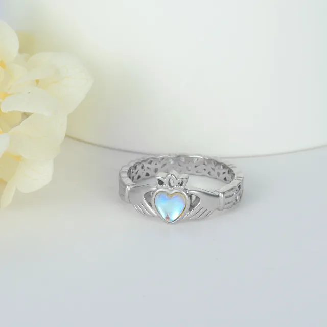 Sterling Silver Moonstone Heart Ring-2