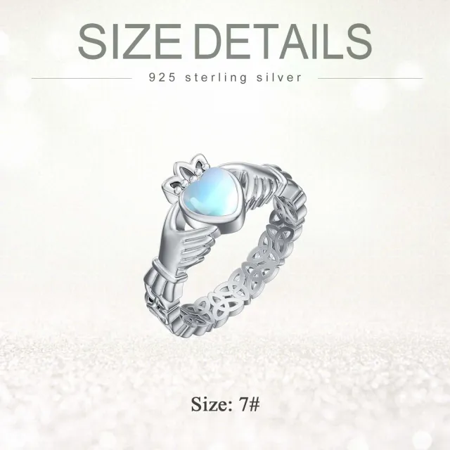Sterling Silver Moonstone Heart Ring-4