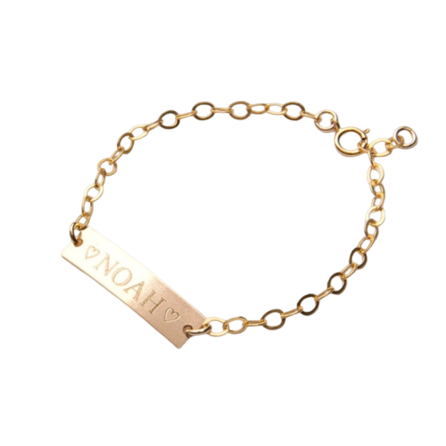 Sterling Silver with Yellow Gold Plated Personalized Classic Name Identification Bracelet-0